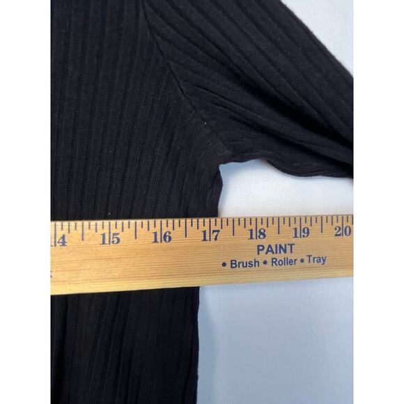 Reformation Women's Size 4 Black Long Sleeve Textured Cropped Knit Top - Picture 4 of 7